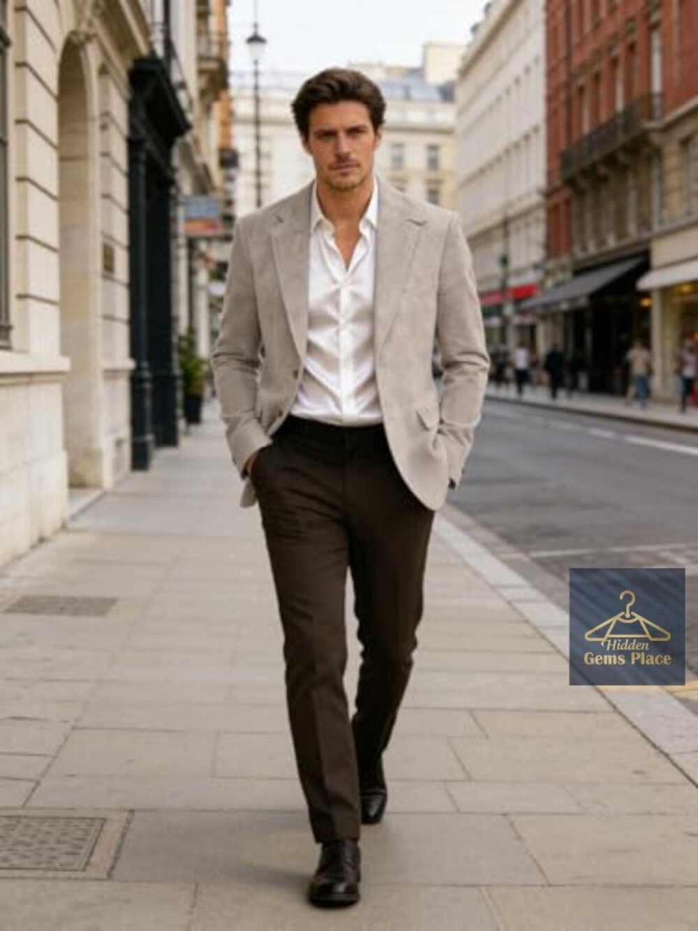 2 Button Suede Blazer Sport Coat for Wedding Dinner Party Slim Fit Men - Picture 6 of 6